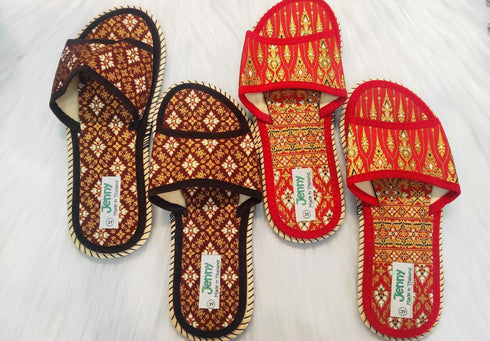 Summer Linen Embroidery Slippers
